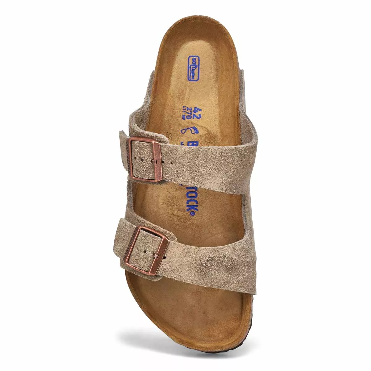 Affordable Birkenstock, Men's Arizona Suede Soft Footbed 2 Strap Sandal - Taupe 0119