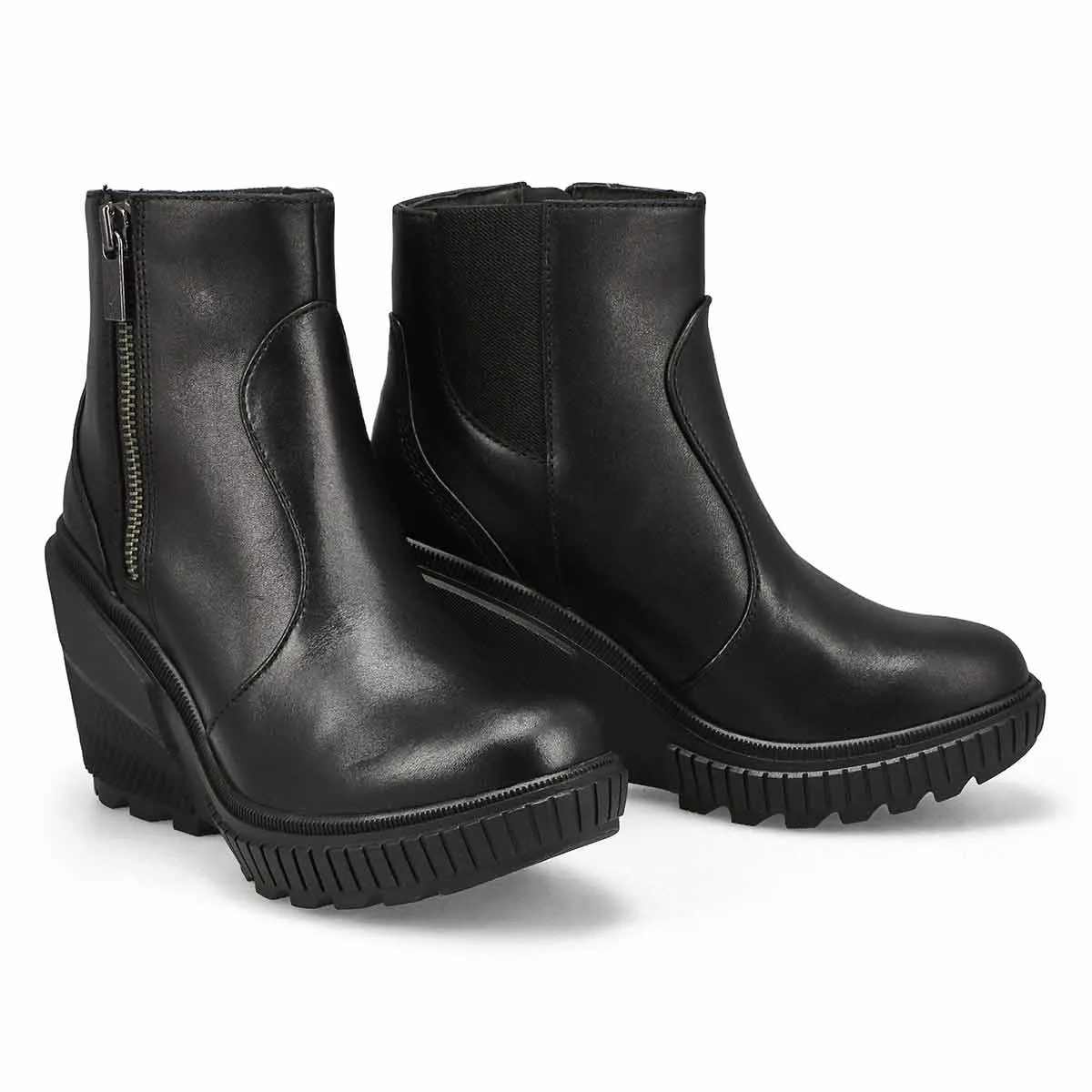 Cheap Sorel, Botte compensée imperméable ONA AVE ZIP WEDGE, noir noir, femmes 0117