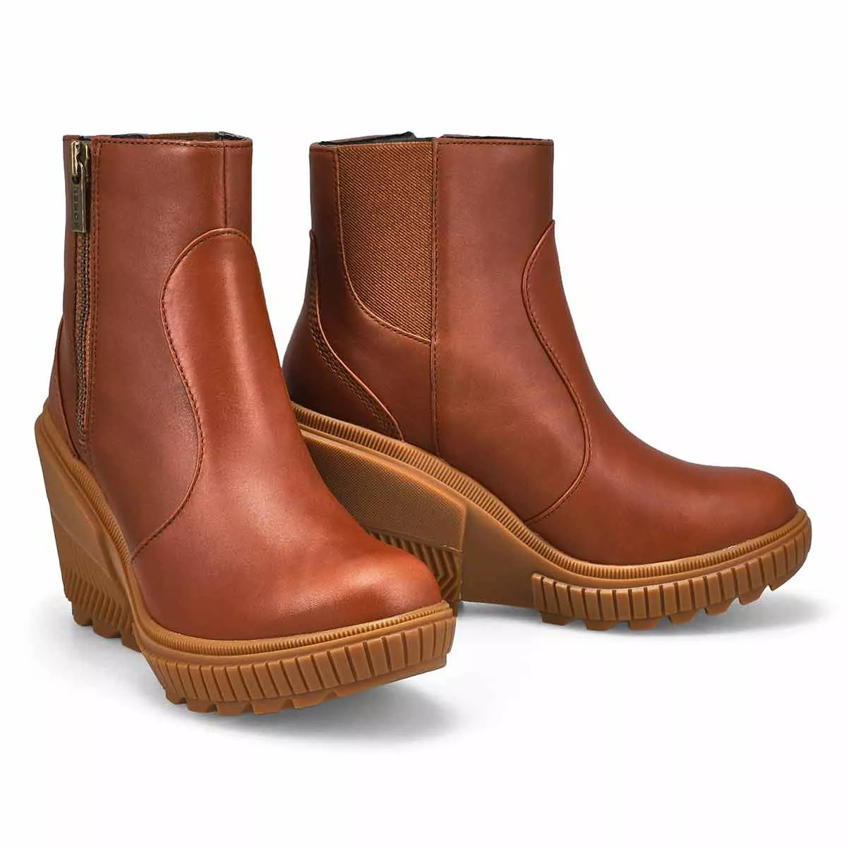 Cheap Sorel, Botte compensée imperméable ONA AVE ZIP WEDGE, havane velouté résine, femmes 0117