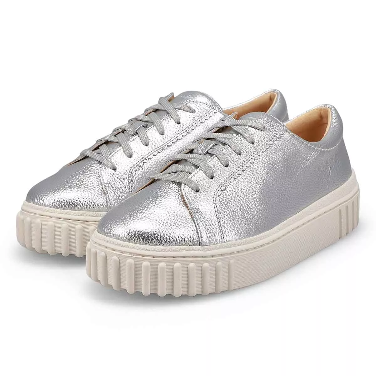 Affordable Clarks, Women's Mayhill Walk Lace Up Sneaker - Silver Metallic 0118