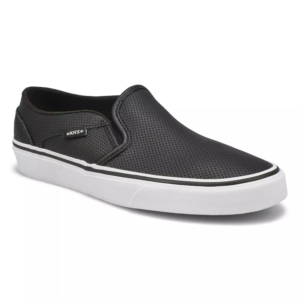 Vans, Espadrille à enfiler ASHER, cuir noir, femmes 0125