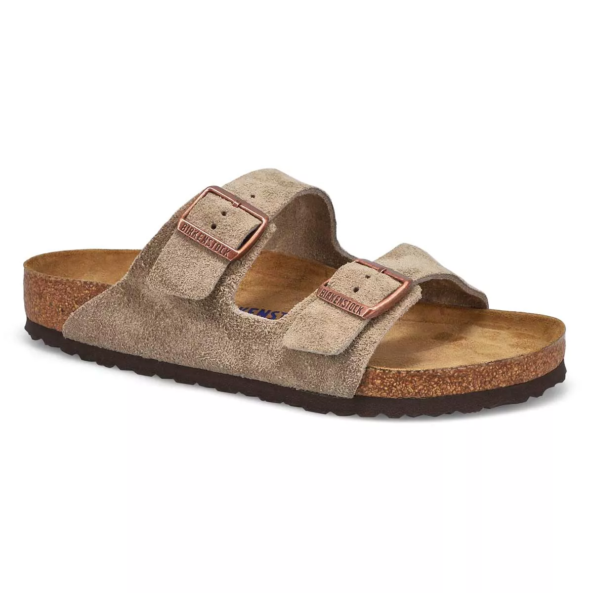 Birkenstock, Men's Arizona Suede Soft Footbed 2 Strap Sandal - Taupe 0119