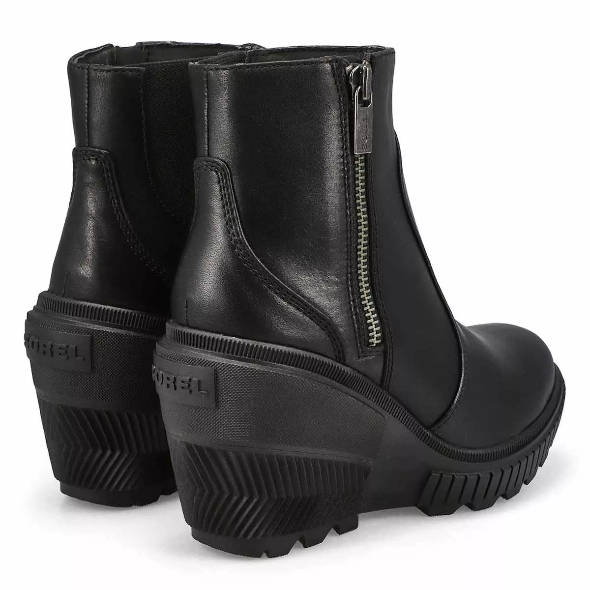 Cheap Sorel, Botte compensée imperméable ONA AVE ZIP WEDGE, noir noir, femmes 0117