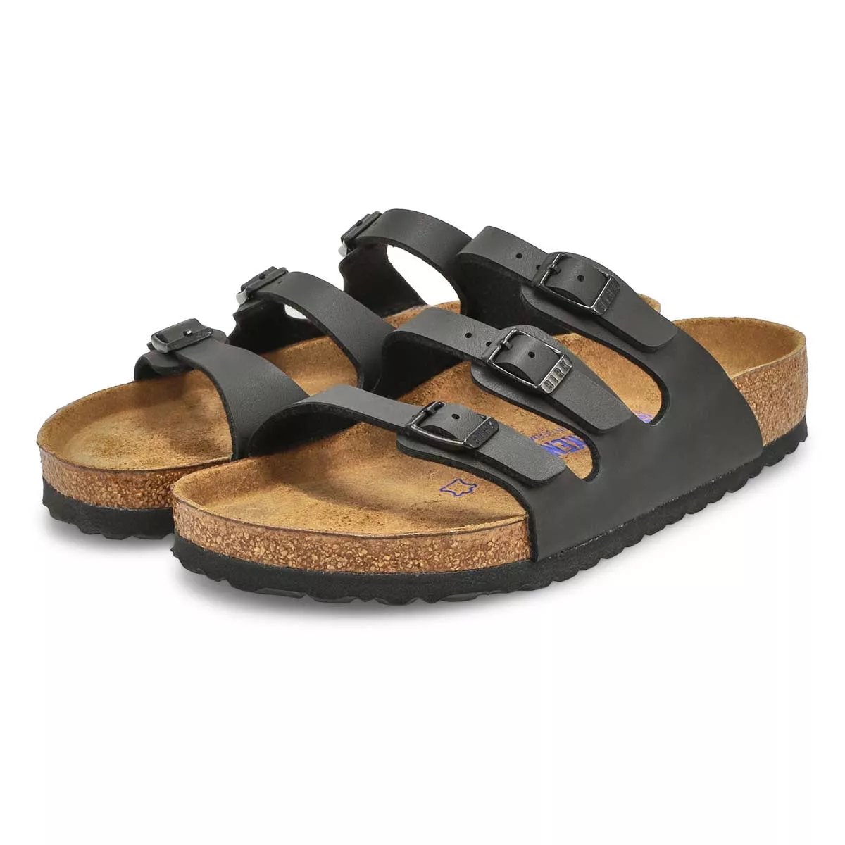 Cheap Birkenstock, Women's Florida Soft Birko-Flor 3-Strap Sandal - Black 0119